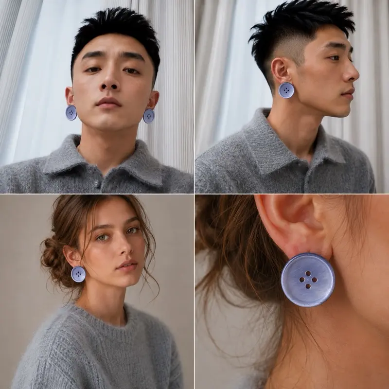 Willow Button Earrings Eco-Friendly Posts Classic Design Lightweight Comfortable Gift Choice
