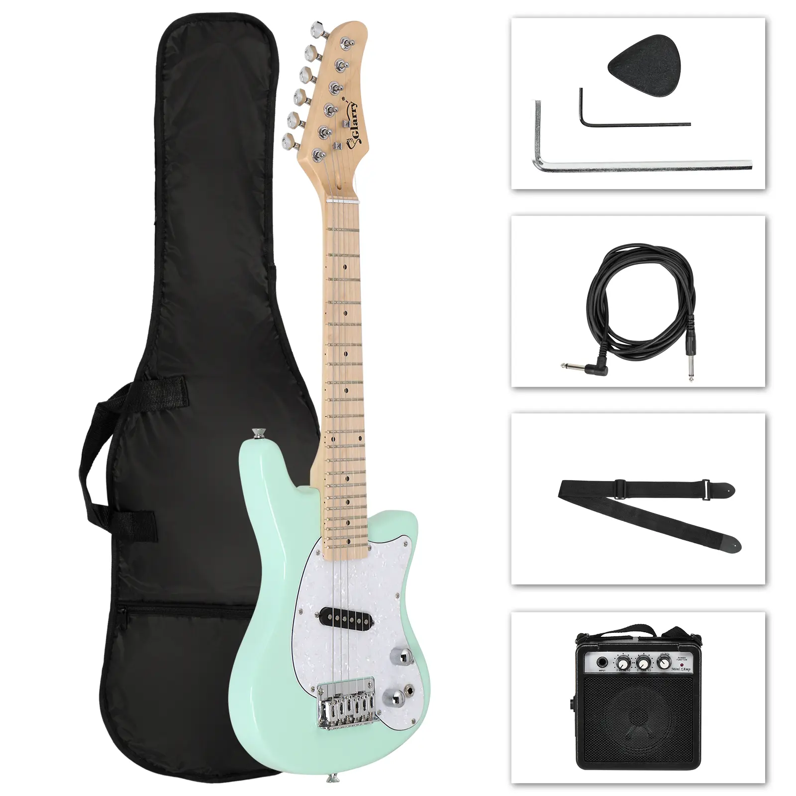 30in Mini Electric Guitar Kit w/ 5W Amp & Accessories - Maple Fingerboard, Lightweight Basswood Body, Perfect for Beginners & Travel (Includes Bag, Strap, Picks)
