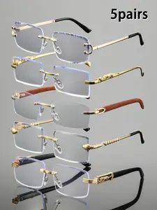 Men's Metal Frameless Leopard Snake Mirror Legs Decoration, High-Quality Fashion Flat Glass Mirrors, Classic Square Wood Grain Design