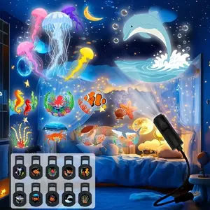 1 Set LED Projection Night Light, Ocean Life Pattern Lamp, USB Powered Space Theme Bedroom Decor, Bedside Nightlight, Room Decoration, Starry Sky Lights