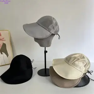 Silky Satin Feeling Riding Helmet for Women, Summer Outdoor, Widened Black Glue Brim, Sun Protection, Face-Shielding Baseball Cap