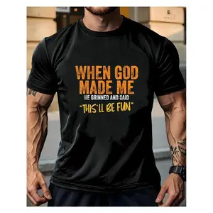 [100% Cotton] Funny God Quote T-Shirt With  Lettering Crew Neck Lightweight 180G Fabric Ideal Christmas Gift  Short Sleeve T-Shirt For Men And Women