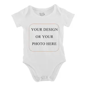 Funny Baby Babysuit Custom Photo & Text Letter Print Baby Short Sleeve Onesies Romper For Infant, Newborn Boys Girls Soft Casual Outfit, Outdoor Baby Bodysuits