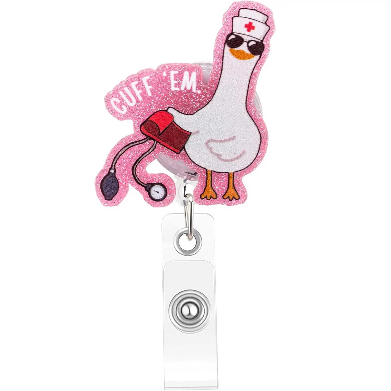 Cute Goose Nurse Badge Reel, Retractable Clip-On Lapel Pin for Nursing Students, Rn Lpn Cna Ma Medical Workers, Perfect Gift, Fun Goose Motif, Whimsical Design