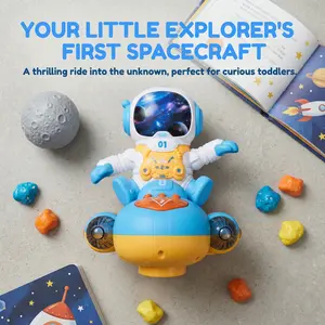 Electric Astronaut Spaceship Toy with Music & Flashing Lights, 360° Spinning Rotating Toy, Gift for Toddlers and Kids