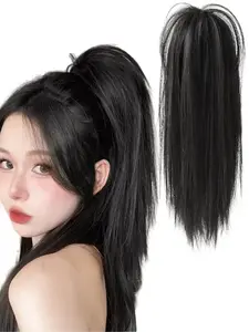 Synthetic Straight Hair Ponytail Extension for Women, Straight Texture, Clip-in Ponytail, Short Straight Ponytail Braid, Naturally Voluminous, Easy to Wear, Heat-Resistant Fiber, Suitable for All Occasions