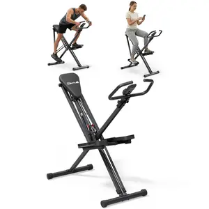 SEANLEECORE Ultra-Quiet Rope Drive Stationary Exercise Bike - No Flywheel, Steel Frame, Compact Space-Save Home Workout Gear, Lightweight Portable, Stepless Resistance, Adjustable Seat for Small Spaces summerwins