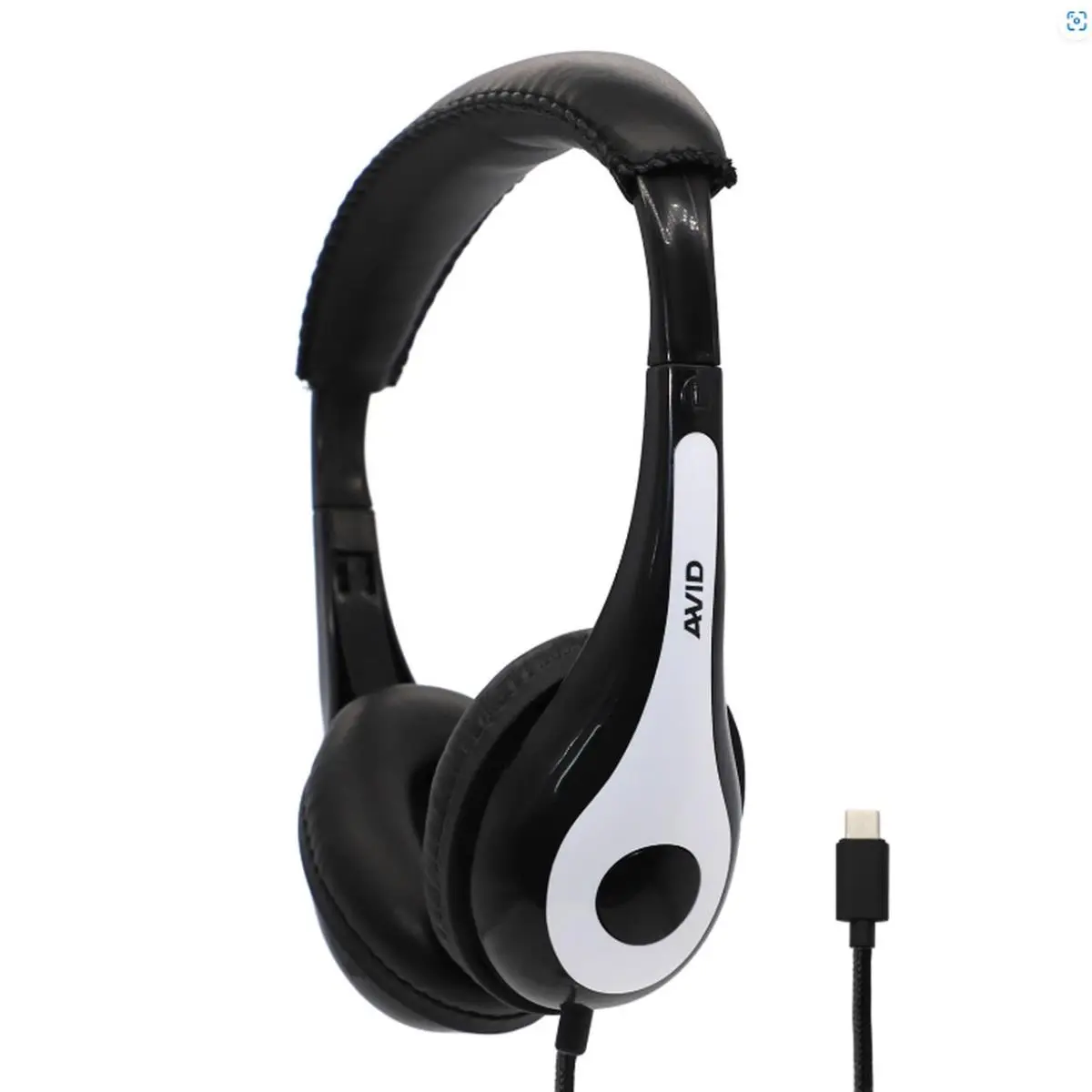 Avid Products AE35 On-Head Cabled USB-C Headset - White Audio Cord Headphone