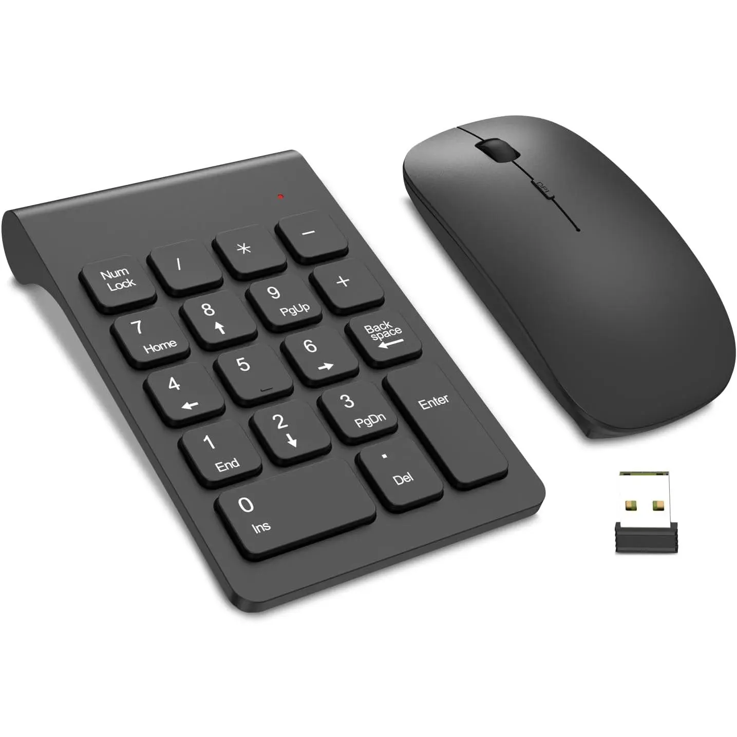 Numeric Keypad, Mini 2.4G 18  Number Pad, Portable Silent Financial Accounting Numeric Keypad Keyboard Extensions with   for Laptop, PC, Desktop, Notebook(Black)