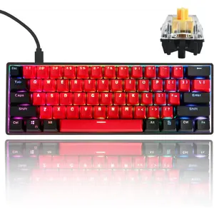 GTSP Gk61 SK61 60% Mechanical Keyboard, Custom Hot Swappable 60 Percent Gaming Keyboard with RGB Backlit, NKRO, Water-Resistant, Type-C  for Win/PC/ (Gateron Optical Yellow, Milan)