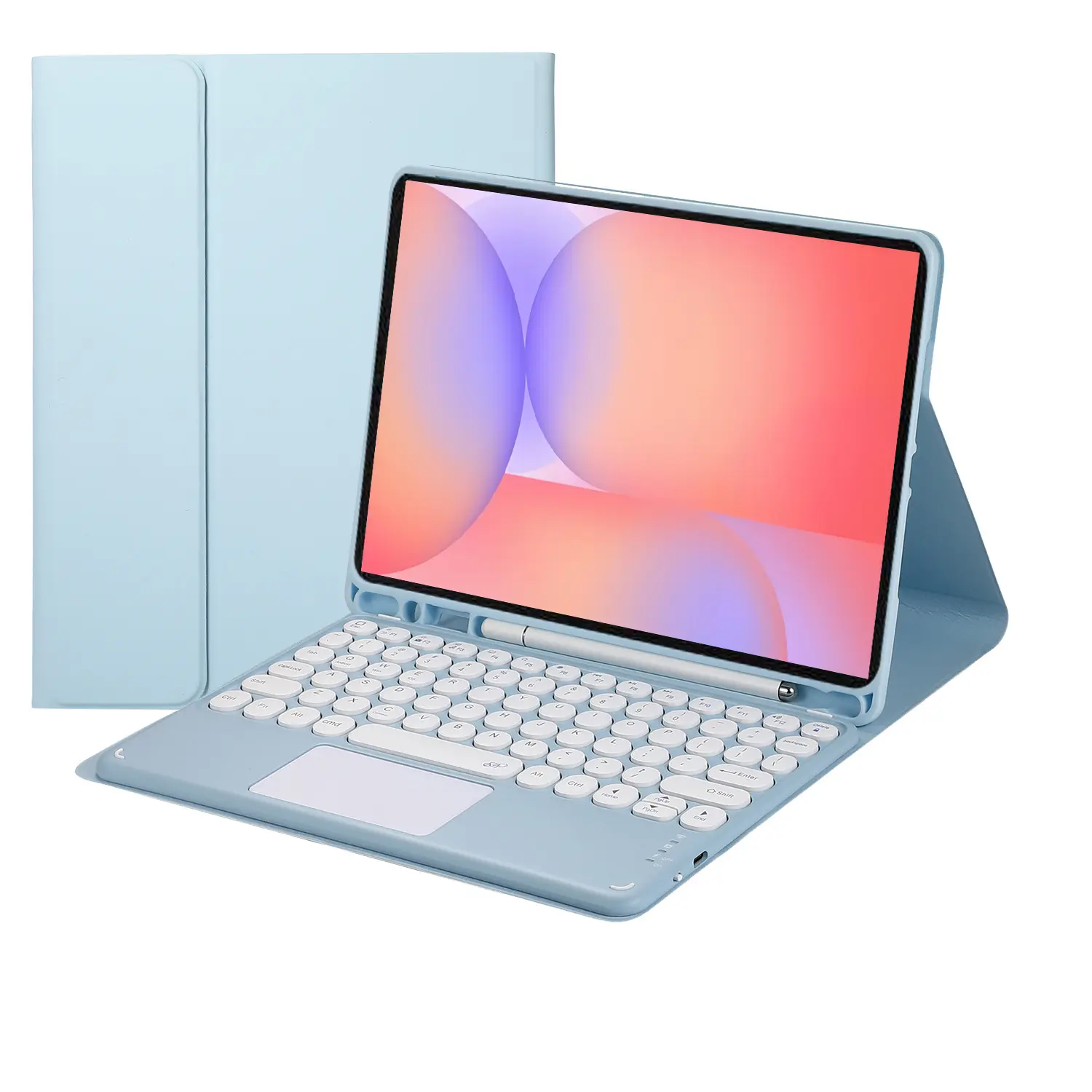 Magnetically Detachable Bluetooth Touch Keyboard Case with Pencil Holder for Samsung Galaxy Android Tablet (Tab S10 Lite/S10 FE/S9 FE 10.9in, Tab S9 11in)