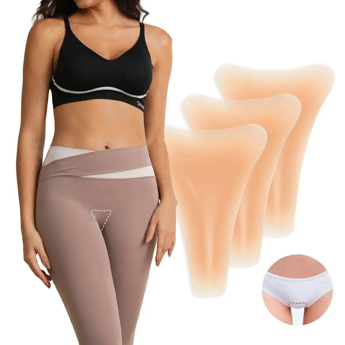 Women's Bra Accessories 3-Pack Camel Toe Concealer Inserts - Grippy Silicone Pads with Discreet Concealment, Ultra-Light & Soft, Anti-Embarrassment, Washable & Reusable for Underwear Wearers, Grippiness