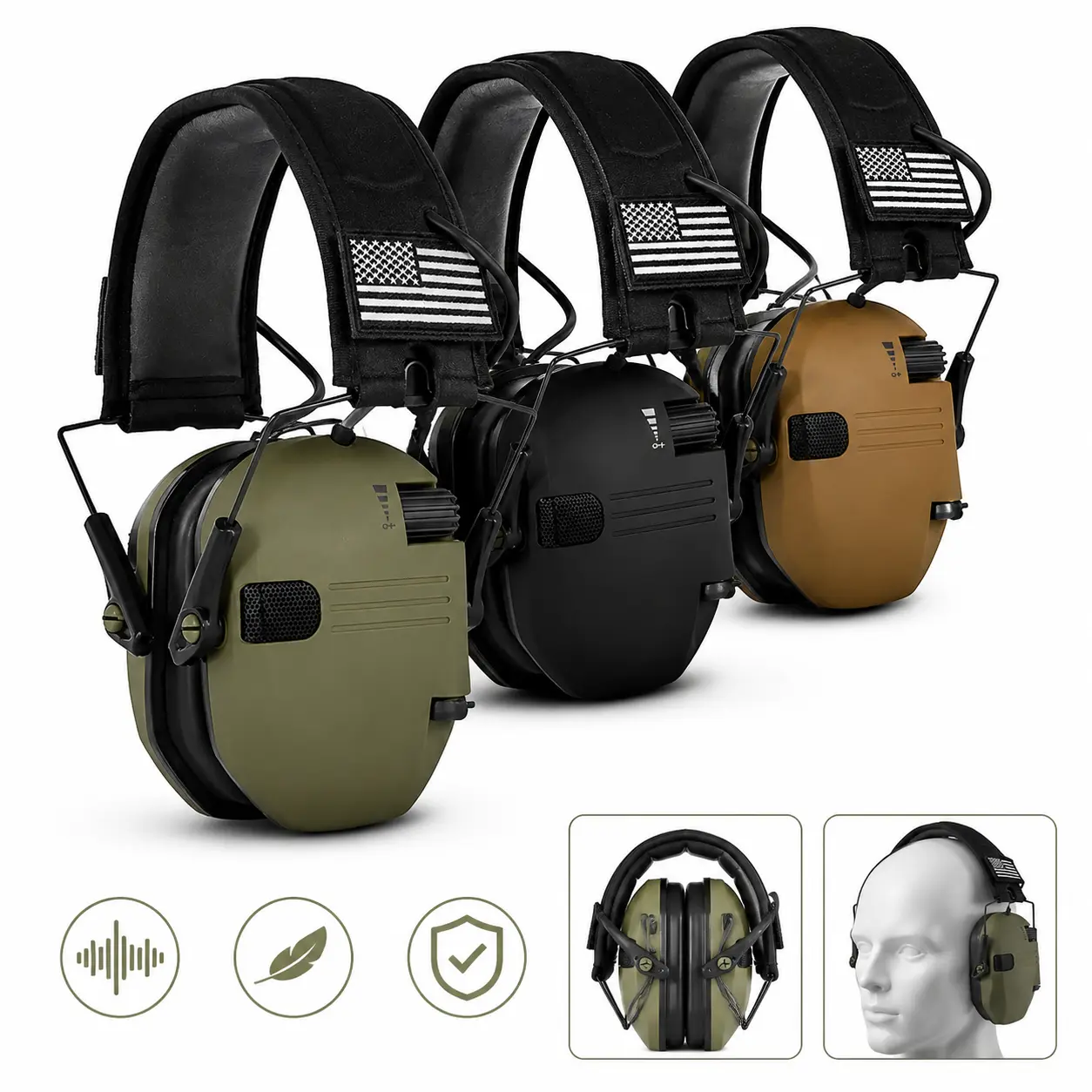Tactical Outdoor Earmuffs, Noise Reduction Protective Headset with Adjustable Headband, Comfortable Ear Covers for Outdoor Activities，Christmas Gift for Him
