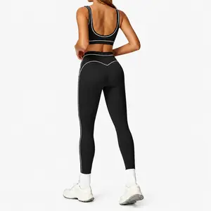 Fashionable sports suit Pilates Tight sports pants RunningYoga high-waisted stretch fitness pants set 2026 High-quality fabri