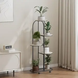 Rolling Plant Stand Flower Display Stand , Plant Stand with Wheels, Indoor Plant Storage Shelf for Living Room Patio Garden Balcony