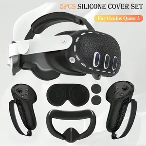 Oculus Meta Quest 3 is compatible with silicone kit, VR controller grip and face pad, lens and thumb stick protection, perfect Halloween gift for gamers, and enhances your VR body with durable silicone accessories Durability