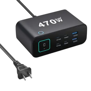 470w Digital USB-C Charger, 6 Ports Desktop Gan Charging Station, PD 3.1 140w Fast Charger for Macbook Pro/air, iPad, Samsung