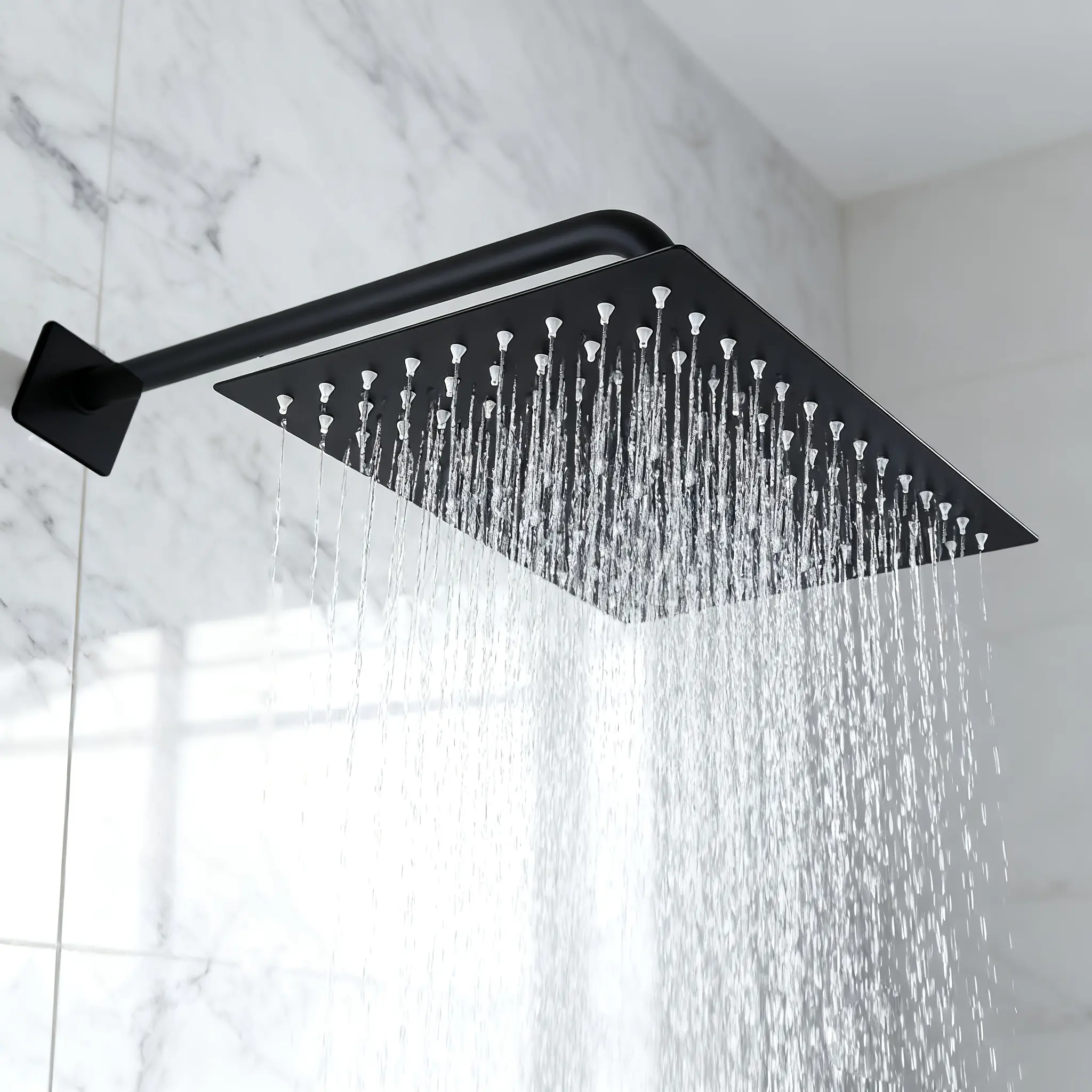 Stainless Steel Fixed Rain Shower Head, Rectangular High Pressure Bathroom Sprayer, Rainfall Shower Head, Universal Interface, 30cm/11.8in, Single Head Design, High Pressure Showerhead