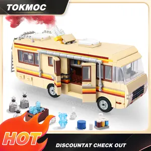 【TOKMOC】66002,Yellow Rvs Building Block Set,Upgraded Creative yellow bus Building Brick,Classic Camper Van gift Toy Suitable for Birthday Gifts, Movie Fans Collection,For aged 12 and above,Stress relief toy,986 Pieces car building perfect christmas