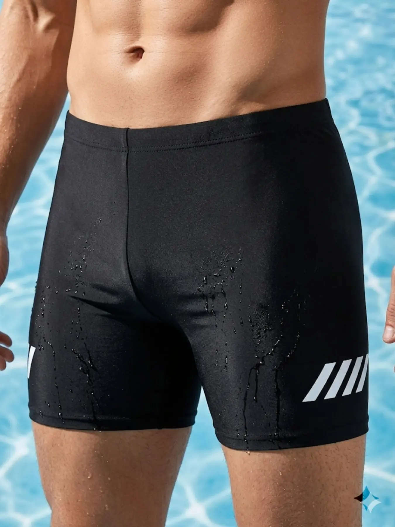 Men's Swim Jammers Quick Dry Compression Swim Shorts Athletic Training Swimwear Stretch Swim Trunks Elastic Waist Swimsuit for Swimming Surfing Beach Pool Workout Black Sport Swim Pants Summer Swim Bottoms