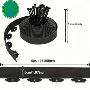 16pcs Easy Install No Dig Landscape Edging Kit, 196.85 Inch Long Pe Plastic Garden Border, Durable Edge for Landscaping, Flower Beds, Paths, Raised Garden Beds