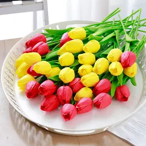 Multicolor Real-Touch PU Artificial Tulip Bouquet (20/40pcs) - Decorative Bouquet Flowers for House Decor, Wedding & Party Use, Mothers Day Gift, Mom Gift for Home Office Room Decoration