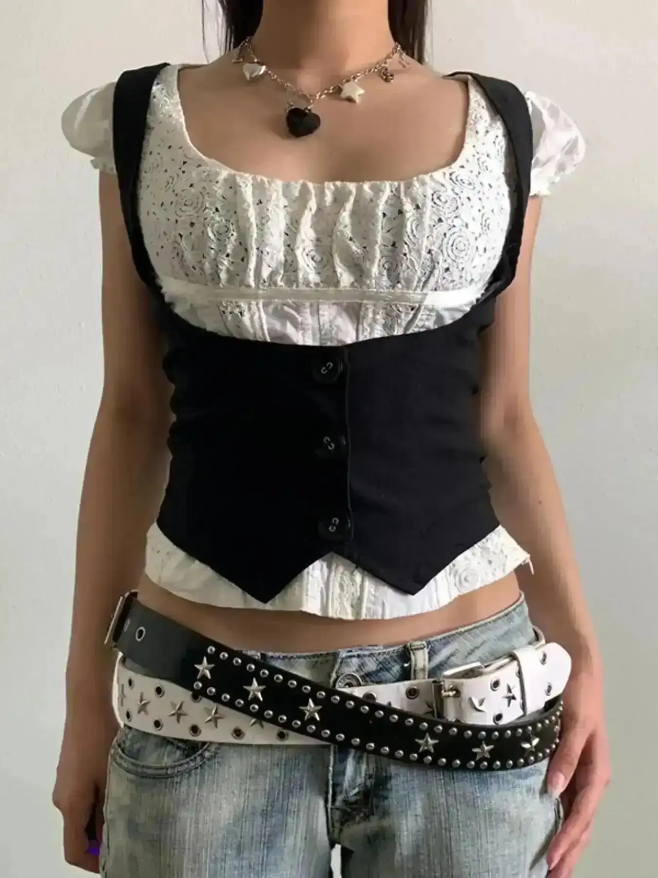 Casual 2026 Women's Vintage Button Front Crop Jersey Vest Top, Punk Retro Sleeveless for Daily Outdoor Wear, Femboy Sissy Goth Outfit, Chic Casual Tops Summer Spring Fall Y2k, Essential, OOTD, Everyday, On Trend