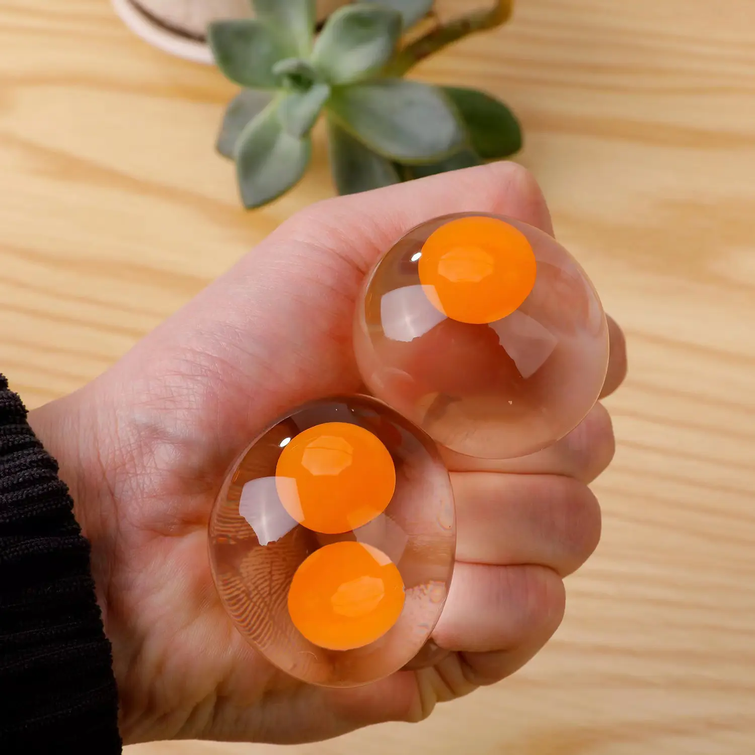 Simulated Egg Squishy Stress Ball - Realistic Soft Plastic Shell Single-Yolk/Double-Yolk Squeeze Toy, Sensory Stress Reliever with Crush Sensation for Relaxation, Anxiety Management Tool
