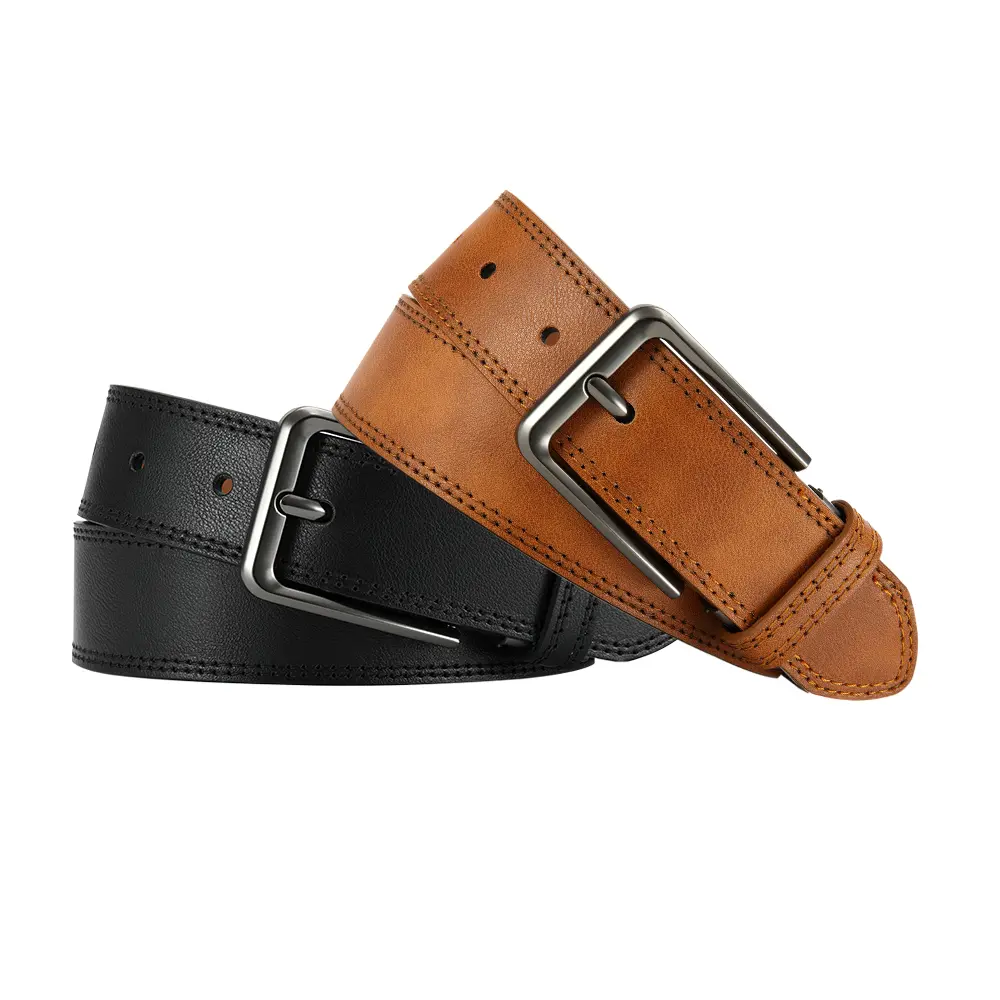 Men’s leather belt with a pin buckle featuring an adjustable classic rectangular head and a double-sided two-tone design; a durable, casual yet formal dress belt suitable for various occasions—an excellent gift for Valentine’s Day and Father’s Day. summer