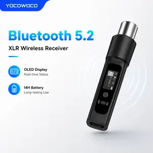 YOCOWOCO Wireless XLR Bluetooth Receiver, High-Fidelity Audio Adapter for PA Speakers, Mixers & Live Sound, OLED Display, 14H Battery
