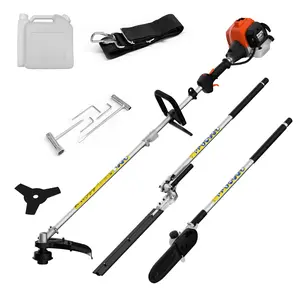 MAXLANDER 26cc Gas Weed Wacker, 2-in-1 /4-in-1 Multi Tools, Detachable Shaft Gas String Trimmer 17-Inch with 10-Inch Brush Cutter, Use 2 Cycle Air-Cooled Engine with Rubber Handle & Shoulder Strap Included, for Mowing Lawns