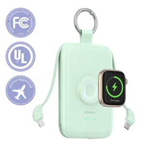 RORRY Portable Charger 10000mAh PD 20W Fast Charging Multifunctional Power Bank with Built-in Cables for Apple Watch & iPhone Compact Keychain Design Gift Idea SpringStatements