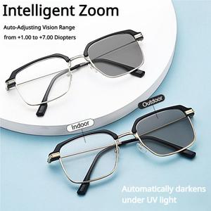 Ergonomic Frameless Reading Glasses - Smart Zoom & Blue Light Blocking, High-Definition Crystal Clear Vision for Men & Women