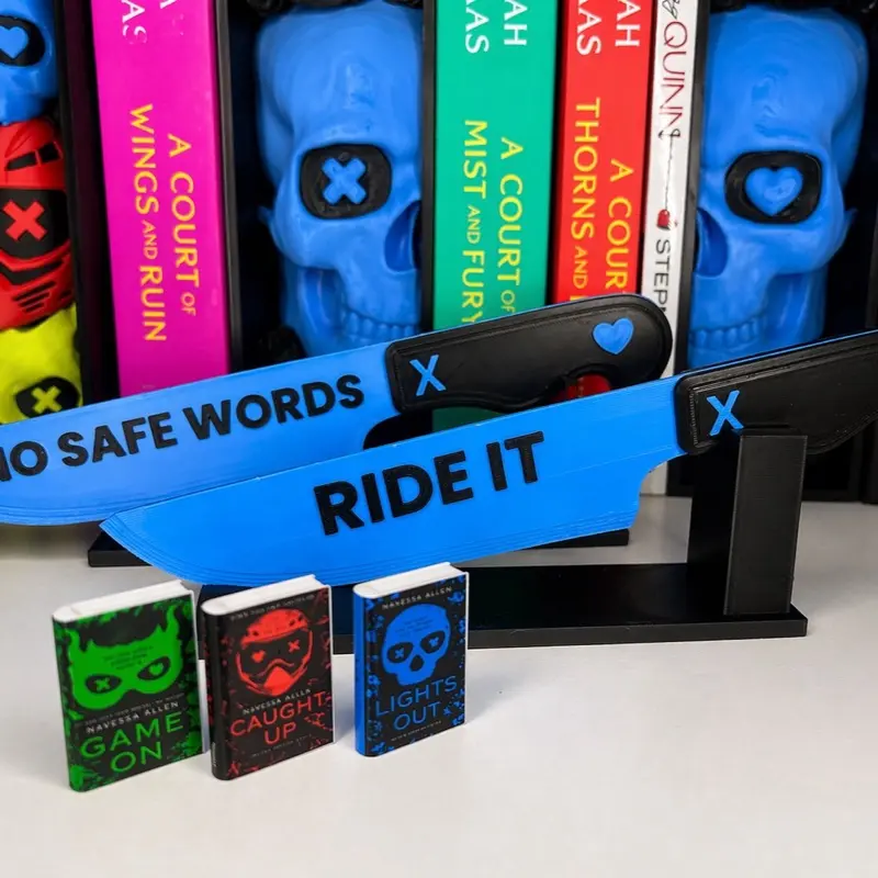 Navessa Allen Inspired Into Darkness Trilogy Display Knives Set, “No Safe Words” & “Ride It” Knife Decor, Bookish Shelf Display, Prop Replic