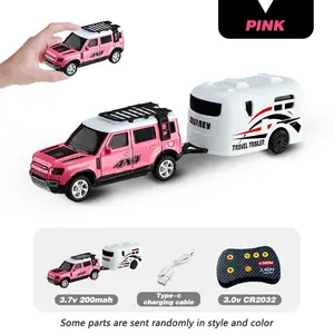 1:64 Scale Off-Road Remote Control Car with Lights & Trailer, Directional Control, Suitable for Ages 6+, Perfect Birthday Gift Choice