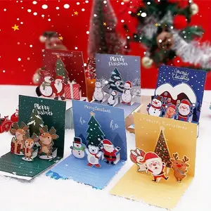 Handmade 3D Pop-Up Christmas Cards Set – Luxury Holiday Greeting Cards with Envelopes & Stickers – Perfect for Christmas Gifts, New Year Party Invitations, Festive Postcards, Holiday Card Exchange, DIY Gift Ideas