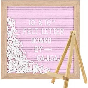 Felt Letter Board with Letters Changeable, Frame Wooden Message Board, Numbers, Symbols & Letters 340 Piece, Tripod Stand, for Baby Announcements, Milestones, Tabletop Decor, Wedding Party Decor