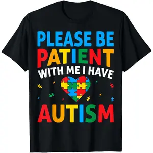 Kids' Autism Awareness Puzzle Heart Graphic Tee - Regular Fit, Funny Casual Sports Top, Graphic Knitwear