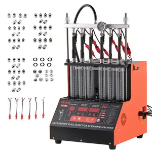 fathersdaygift  VEVOR Fuel Injector Cleaner Tester, 9 Test Modes, 6-Cylinder 28kHz Ultrasonic Cleaning Machine Adjustable 12V/70V/120V for EFI/FSI/GDI, Injector Cleaner Machine with Drain Valve for Car Motorcycle