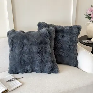 2pcs Rabbit Fur Pillowcases, Ultra Soft Comfortable, Luxury Winter Bedroom & Sofa Decor, Perfect Gift for Girlfriend, Mom, Housewarming