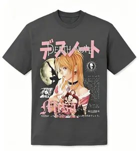 [100% Cotton] Misa Retro Pattern T-shirt, Death Note Merch, Anime Costume, Anime Shirt Top Street Dress Black Oversized