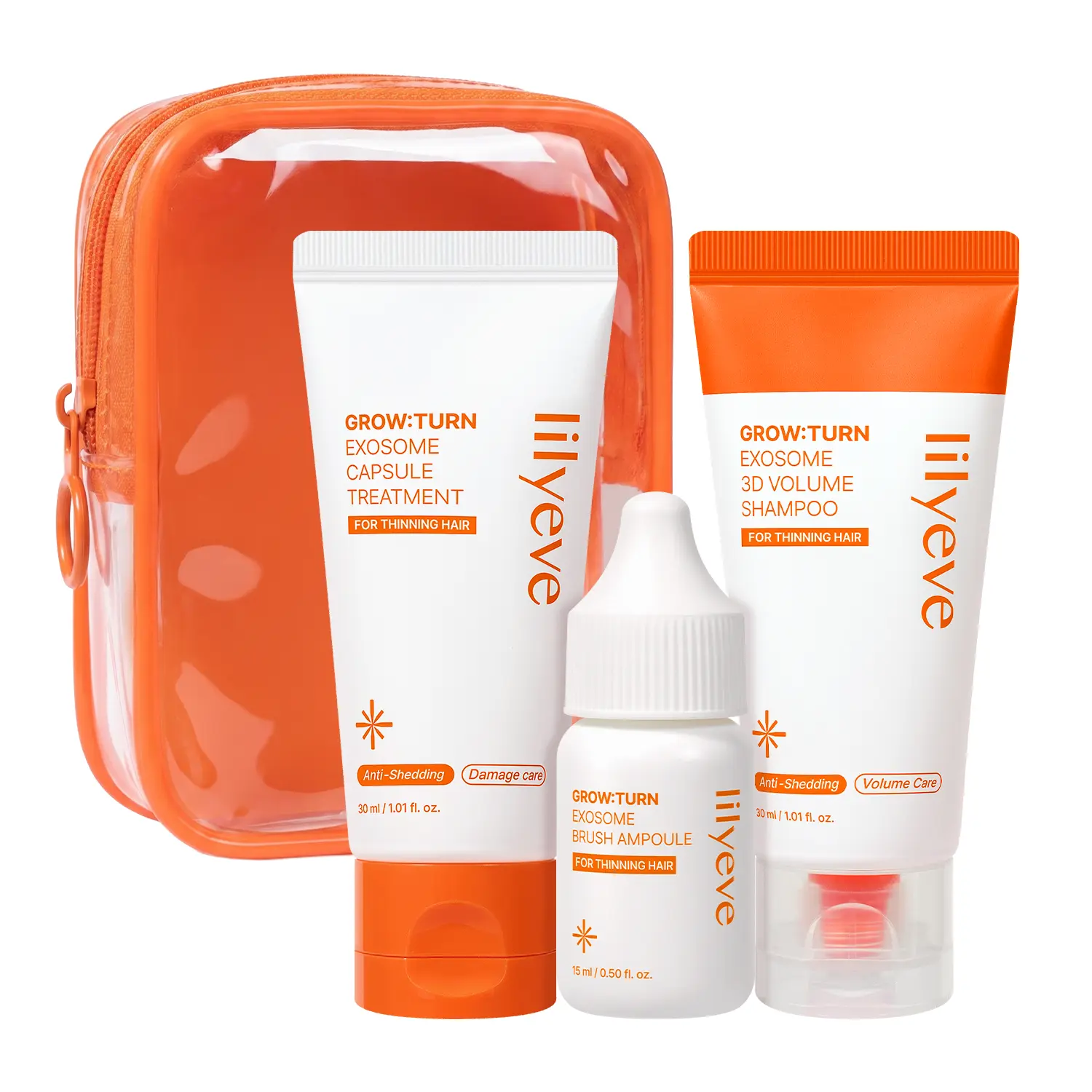 [LILYEVE] GROWTURN Exosome Starter Kit |  Growth & Scalp Care Routine Set |  Growth Serum, Shampoo, Treatment, Lightweight Haircare Kit,  Growth Products