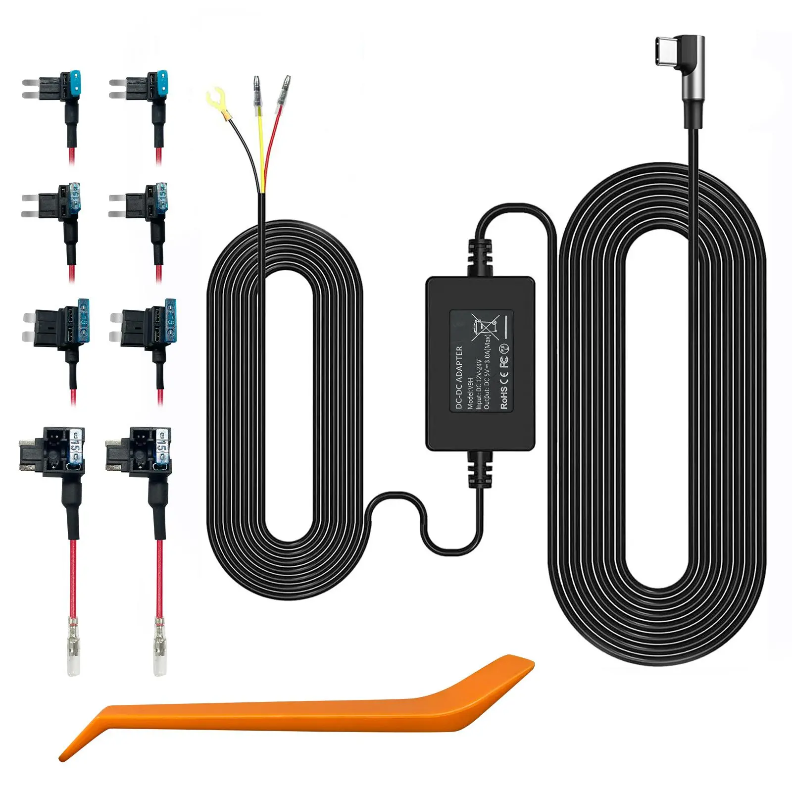 REDTIGER Dash Cam Acc Multi-Size Hardwire Kit with Voltage Indicator for Dash Camera USB C Power Port 24H Parking Monitoring Low Voltage Protection Car Dashcam Video Dashcam Convenient Cop Dashcam