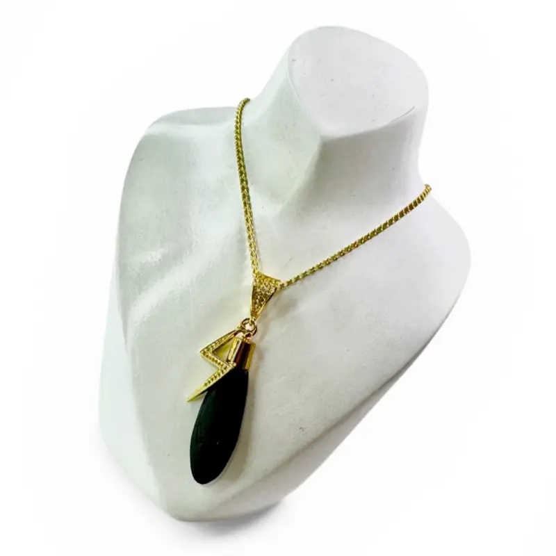 Natural Chango Amulet Lightning Stone Necklace - Metal Coated, Energy Enhancing, Protective, 21 cm, for Daily Wear & Special Occasions