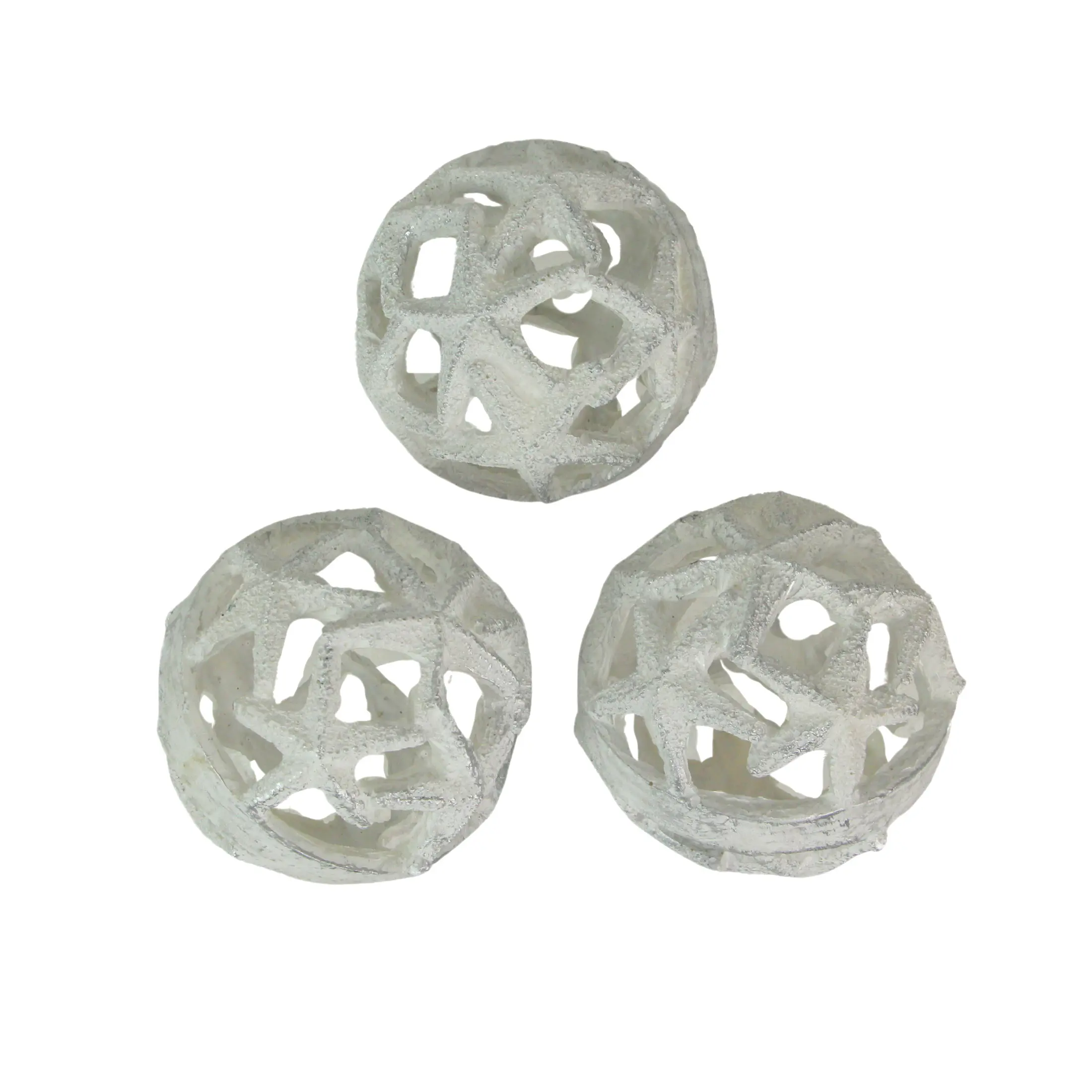 Set of 3 Weathered Resin Decorative Starfish Orbs - 4 Inches in Diameter - Perfect for Beach-Themed Home Decor, Centerpieces, or Accent Pieces