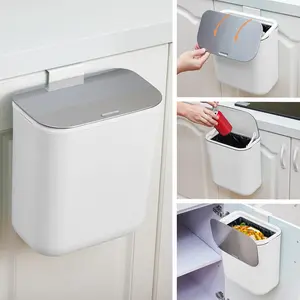 Garvee 2.4 Gallon Hanging Compost Bin with Stainless Steel Lid, Kitchen Cabinet Door Mounted Food Waste Container for RV, Bathroom, Office, and Under Sink Use