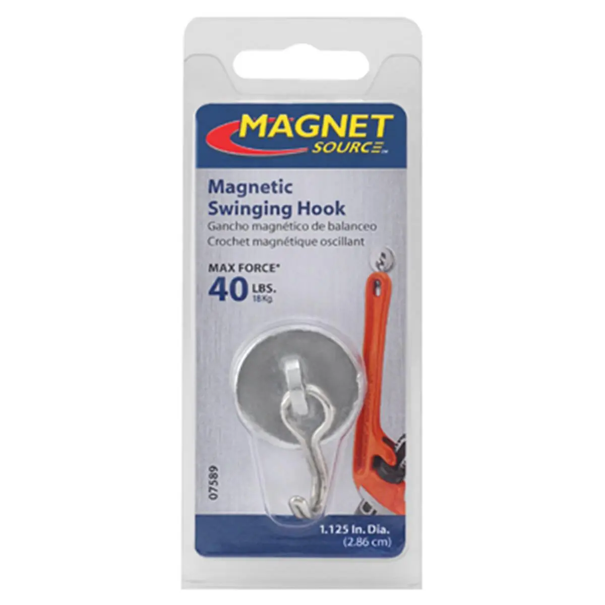 Master Magnetics Chrome Magnetic Base Hanging Swing Hook - 1.125-in Diameter, Durable, Scratch Resistant for Home Improvement, Bathroom Fixtures