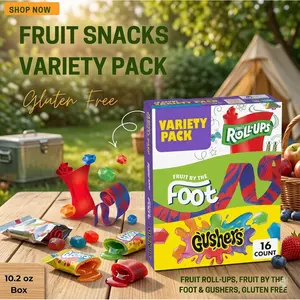 Fruit Flavored Snack Variety Pack, Chewy Rolls Filled Bites and Stretchy Snack Strips, Grab and Go Box