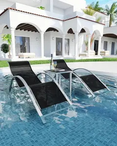 Patio Chaise Lounge Set of 3, Outdoor Reclining Pool Chairs - All-Weather Wicker Sun Loungers with Side Tables Waterproof Cushions,Black