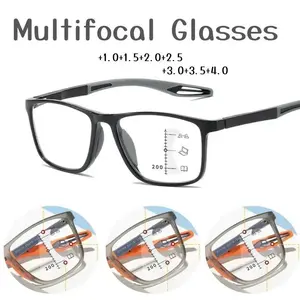 NewTrendFlexibleMultifocalProgressiveReadingGlassesMenWomenBifocalPresbyopiaEyeglassesNearFarSportsEyewear+4.0